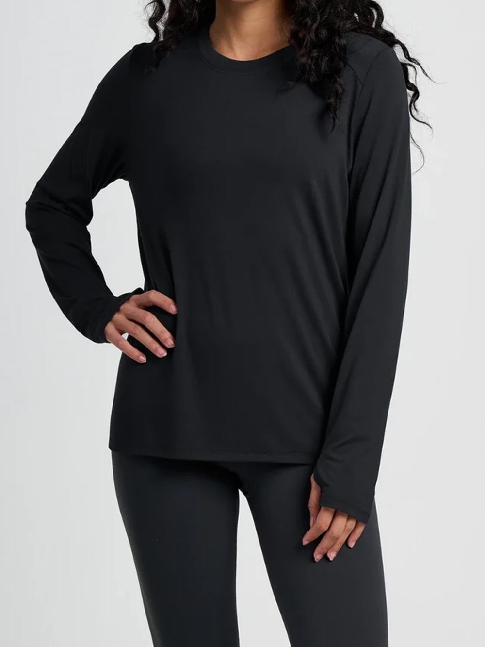 Outdoor Voices Women's Cloud Knit Long sleeve top - Solid Black - size S